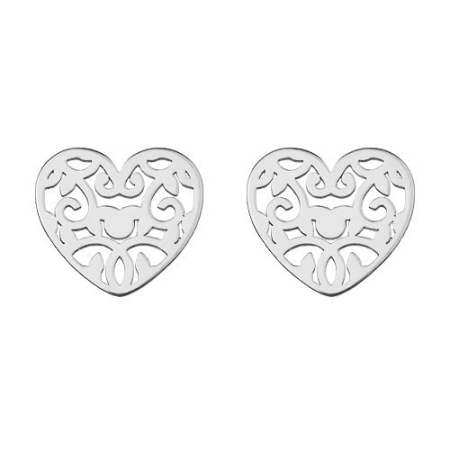 CERCEI ARGINT - Cercei inima decupata din argint 925 placat cu aur 24K, design romantic si elegant