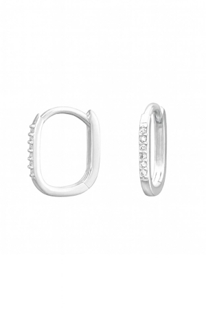 Cercei argint rotunzi - Cercei Magic Oval din Argint 925 cu Pietre Zirconia
