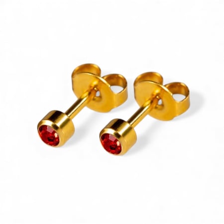 CERCEI ANTIALERGICI - Cercei medicinali sterili ,piatra rubin , metal auriu, IULIE