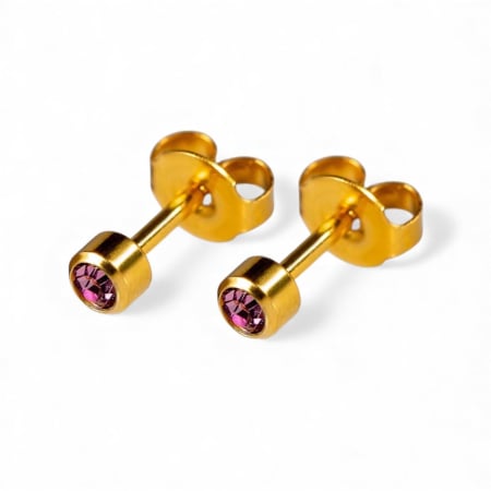 CERCEI ANTIALERGICI - Cercei medicinali sterili ,piatra alexandrit , metal auriu, IUNIE