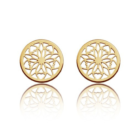 CERCEI ARGINT - Cercei rotunzi ajurati din argint 925 placat cu aur 24K