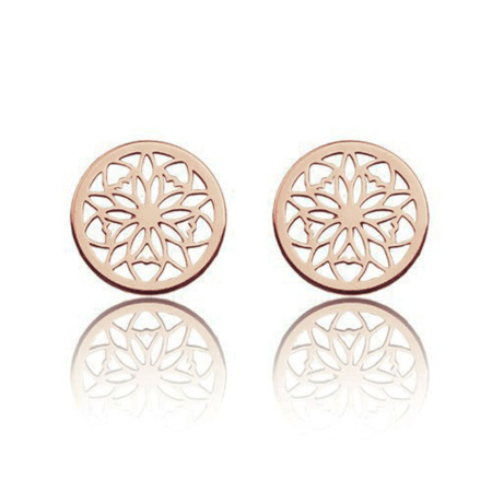 Cercei argint cu surub - Cercei rotunzi ajurati din argint 925 placat cu aur 24K