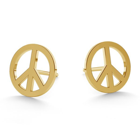 CERCEI ARGINT - Cercei simbol „Peace” din argint 925 placat cu aur 24K