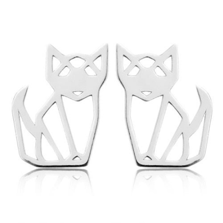 BIJUTERII ARGINT COPII - Cercei vulpe origami din argint 925 placat cu aur 24K