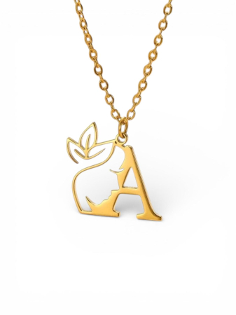 LANTISOARE ARGINT - Lantisor Argint 925 Placat cu Aur - Initiala A cu Detalii Florale