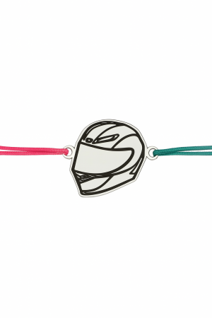 Bratari - COLOR HELMET, Bratara Argint 925, snur si pandantiv casca