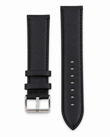 Curea ceas din piele naturala, neagra, cu catarama metalica, cu burete [1]