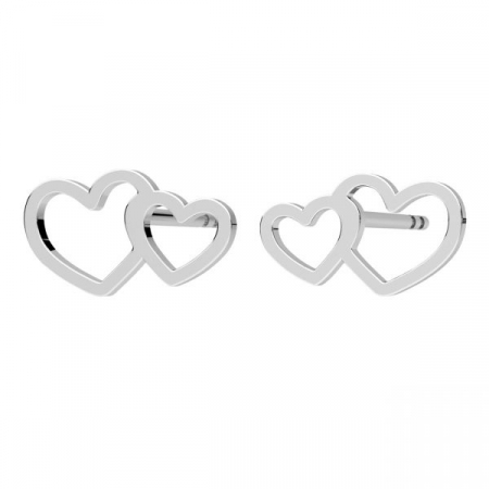 CERCEI ARGINT - Cercei Doua Inimi din argint 925 placat cu aur 24K
