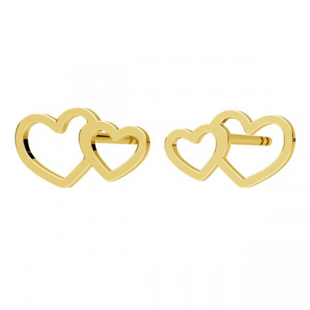 Cercei Doua Inimi din argint 925 placat cu aur 24K [0]