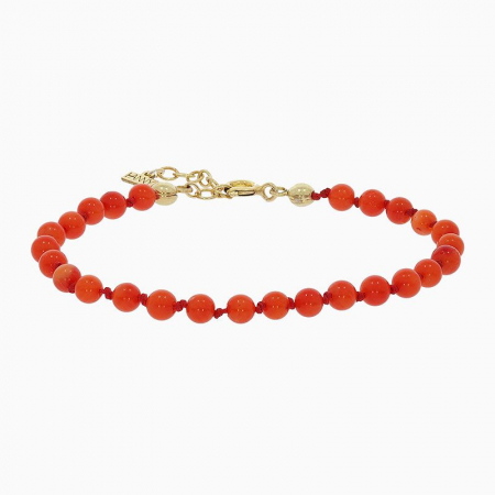 BRATARI ARGINT - Helen bratara coral portocaliu, Argint 925 placat aur galben 24k