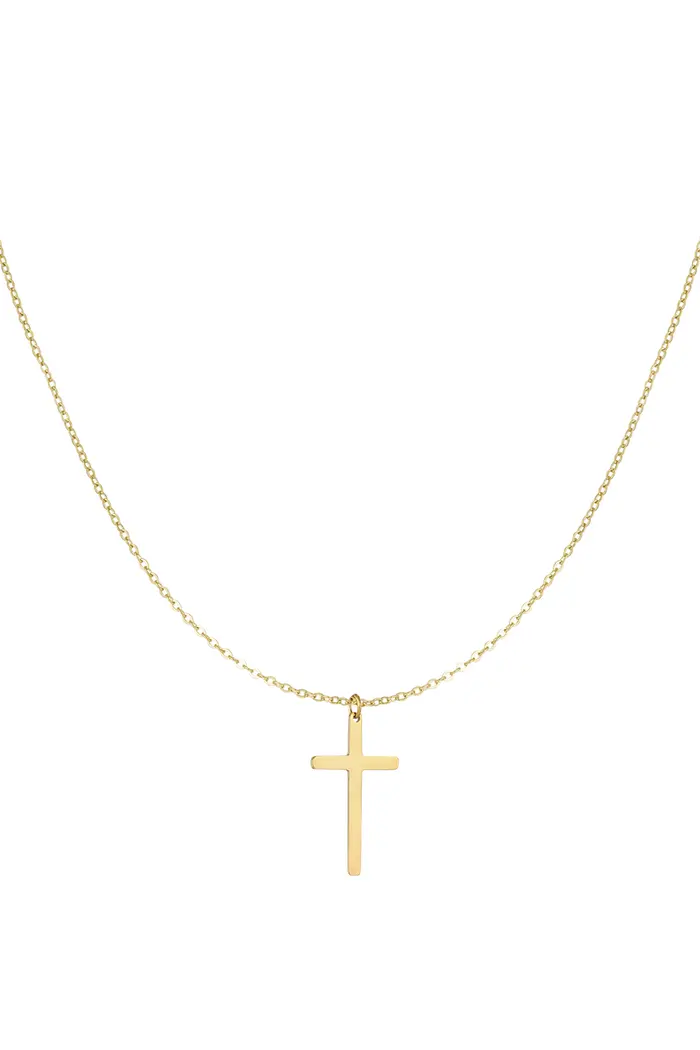 LANTISOARE ARGINT - Lantisor argint 925 cu cruce – la baza gatului, placat cu aur 14k