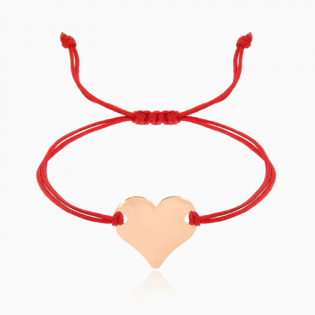 Bijuterii AUR pentru Copii - HEART, bratara AUR 14k, snur si decupaj