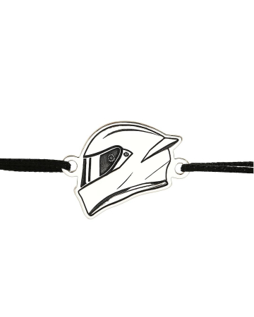 Bratari - HELMET , Bratara Argint 925, snur si pandantiv casca
