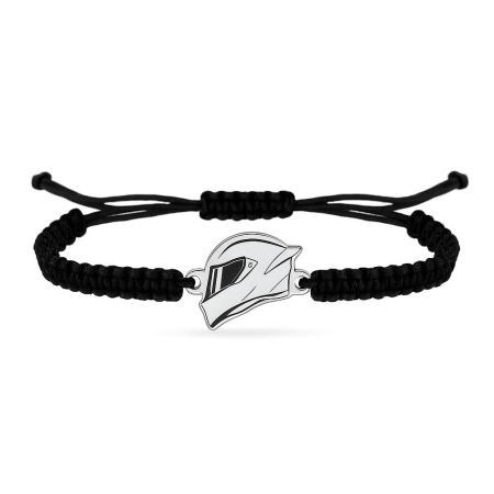 Bratari - Bratara din argint 925 pandantiv casca moto cu snur negru reglabil