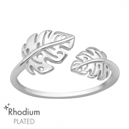 Inele argint reglabile - LEAF, Inel placat Argint 999