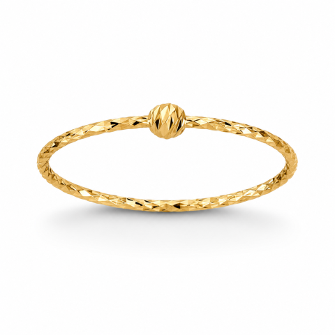 BIJUTERII DIN AUR - Inel aur 14K cu bilă centrală, model texturat, design minimalist, marime 48