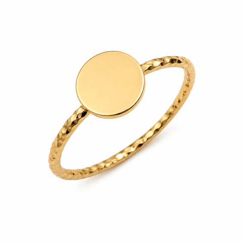 BIJUTERII DIN AUR - Inel din aur 14K tip sigiliu, mărime 54 – design minimalist, suprafață pentru gravură