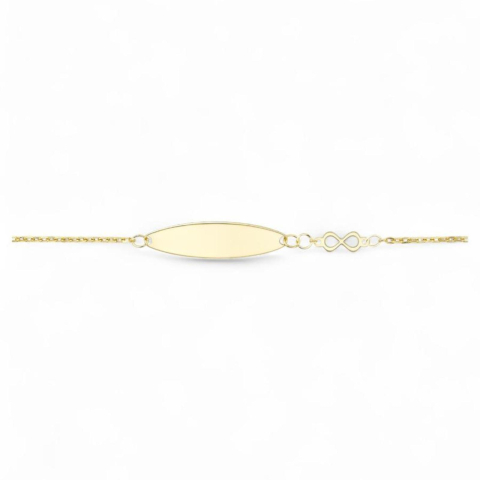BIJUTERII DIN AUR - INFINITY ID GOLD,Bratara Fetite, placuta si simbol infinit Aur 585