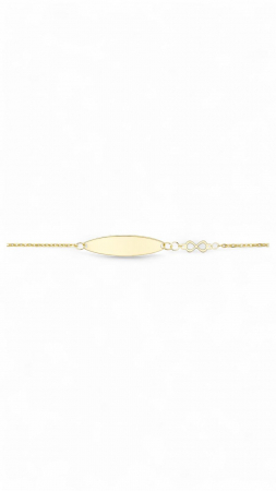 Bijuterii AUR pentru Copii - INFINITY ID GOLD,Bratara Fetite, placuta si simbol infinit Aur 585