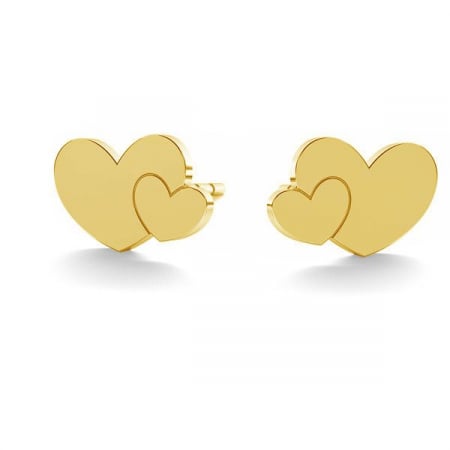 CERCEI ARGINT - Cercei Double Heart din argint 925 placat cu aur 24K