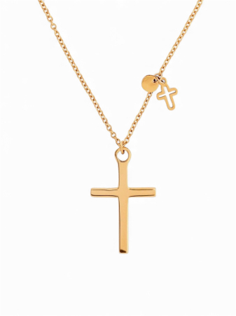 LANTISOARE ARGINT - Lantisor argint 925 cu cruce, placat cu aur 14k