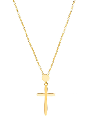 LANTISOARE ARGINT - Lantisor argint 925 cu cruce  si banut  decupat ,placat cu aur 14k