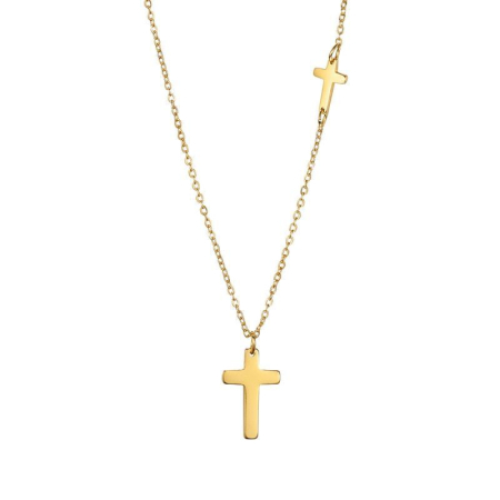 LANTISOARE ARGINT - Lantisor argint 925 cu cruce  si pandantiv decupat ,placat cu aur 14k