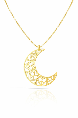 LANTISOARE ARGINT - Lantisor Argint 925 Placat cu Aur - Semiluna Mandala