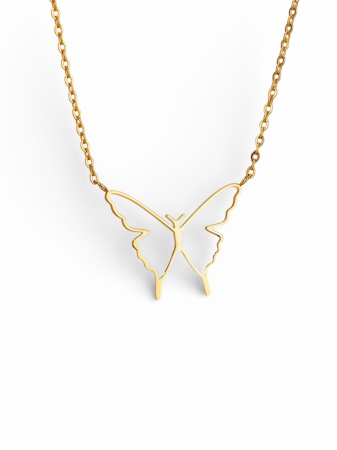 LANTISOARE ARGINT - Lantisor Argint 925 Placat cu Aur - Fluture Minimalist