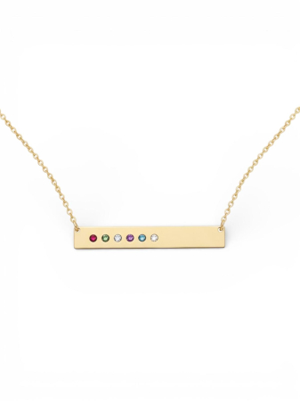 LANTISOARE ARGINT - Lantisor Argint 925 Placat cu Aur - Placuta Bar cu pietre cubic zirconia