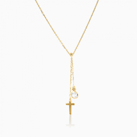 Lantisoare argint cu pietre semipretioase - MARVEL, Lantisor Argint 925, pandantiv cruciulita si cristal