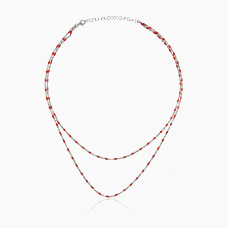 Lantisoare argint cu pietre semipretioase - DARK RED, Lantisor Argint 925, pietre semipretioase