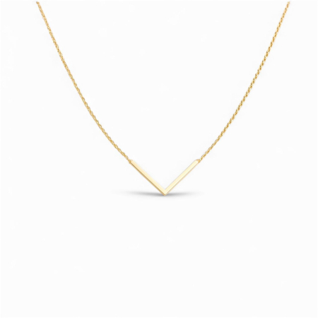 LANTISOARE ARGINT - Lantisor minimalist la baza gatului, Forma V – Argint 925 placat cu aur 14K