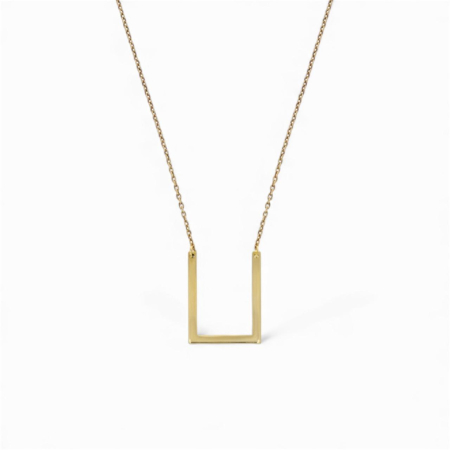 LANTISOARE ARGINT - Lantisor minimalist la baza gatului, Forma dreptunghi – Argint 925 placat cu aur 14K