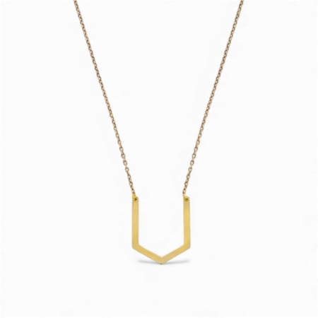 LANTISOARE ARGINT - Lantisor minimalist la baza gatului, Forma U – Argint 925 placat cu aur 14K