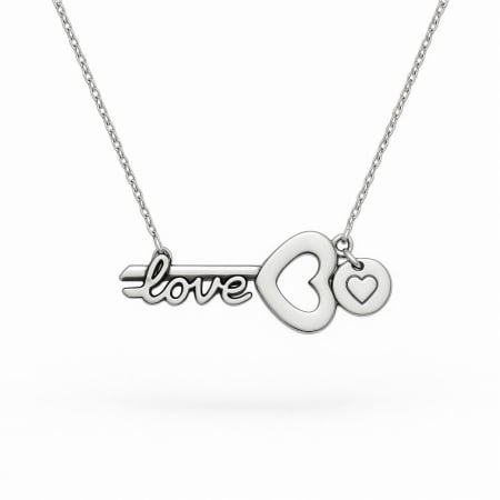 LANTISOARE ARGINT - Lantisor cu pandantiv cheie LOVE si Banut gravat din Argint 925