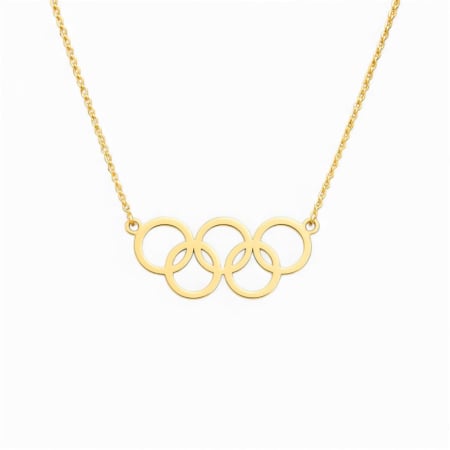 LANTISOARE ARGINT - Lantisor auriu cu inele interconectate din argint 925, placat cu aur 14k