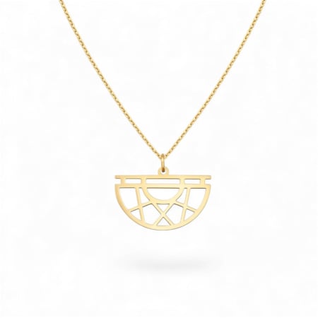 LANTISOARE ARGINT - Lantisor cu pandantiv semicerc geometric – argint 925 placat cu aur 14K