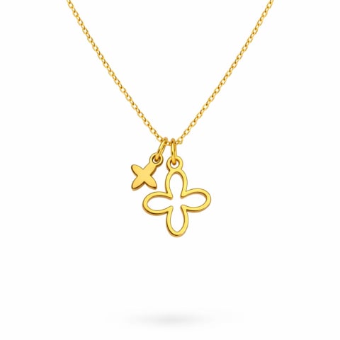 Lantisor cu pandantive trifoi și fluturaș– Argint 925 placat cu aur 24 k [0]