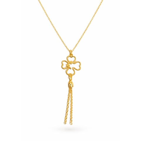 LANTISOARE ARGINT - Lantisor cu pandantiv trifoi și lanțuri decorative – Argint 925 placat cu aur 24 k