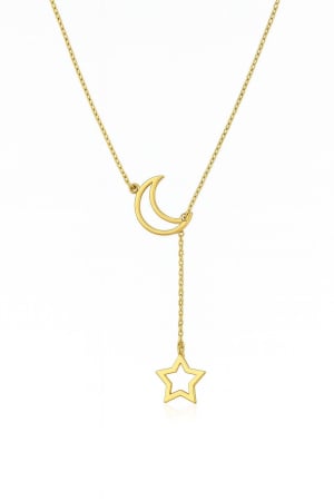 LANTISOARE ARGINT - Lantisor Luna si Stea din Argint 925 placat cu aur 14K