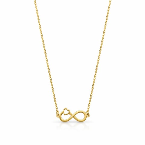 LANTISOARE ARGINT - Lantisor cu simbol infinit cu inimă– Argint 925 placat cu aur 24 k