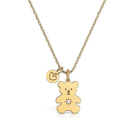 BIJUTERII ARGINT COPII - Lantisor din argint 925 placat cu aur 24K pandantiv ursulet