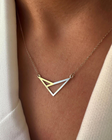 Lantisor geometric bicolor din Argint 925 si suflat cu aur [2]