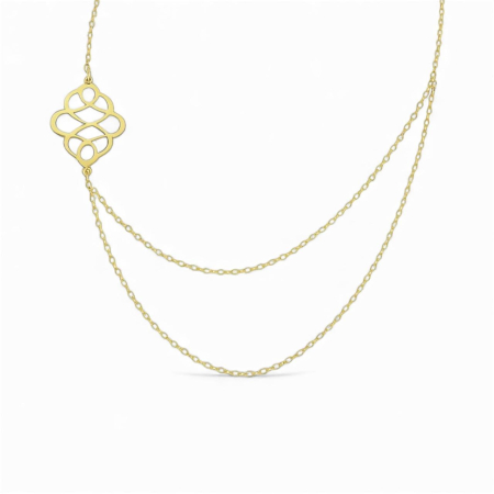 LANTISOARE ARGINT - Lantisor dublu cu element geometric – Argint 925 placat cu aur 14K