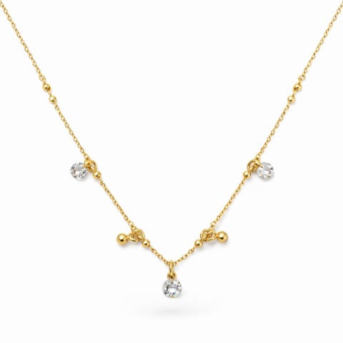 LANTISOARE ARGINT - Lantisor delicat cu cristale – Argint 925 placat cu aur 24 k