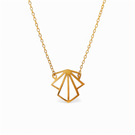 LANTISOARE ARGINT - Lantisor geometric evantai – Argint 925 placat cu aur 14K