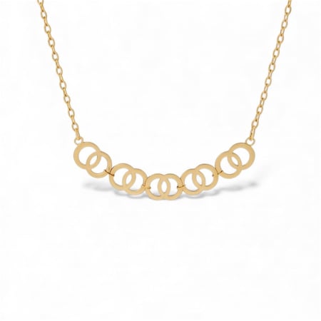 LANTISOARE ARGINT - Lantisor cu cercuri interconectate la baza gatului – Argint 925 placat cu aur 14K