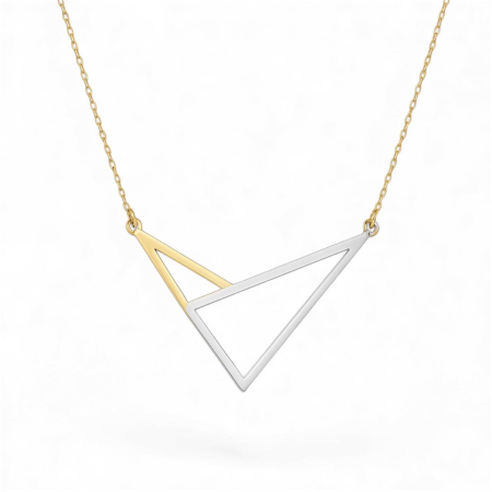 LANTISOARE ARGINT - Lantisor geometric bicolor din Argint 925 si suflat cu aur