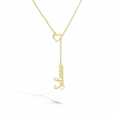 LANTISOARE ARGINT - Lantisor personalizat cu nume si inima decupata – Argint 925 placat cu aur 14K